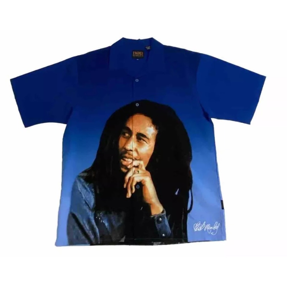 Vintage BOB MARLEY Dragonfly Short Sleeve Button Up Shirt Mens Size XXL *NEW*